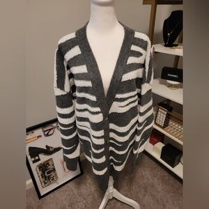 MICHAEL STARS Nell Cardigan In Charcoal Combo NWT 3x